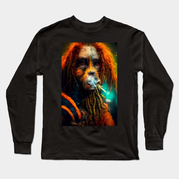 Rasta Orangutan Long Sleeve T-Shirt by The House of Hurb